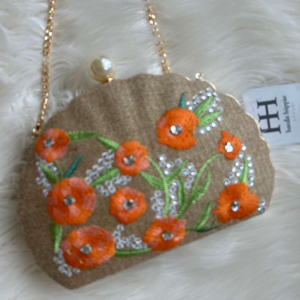 NWOT Haute Hippie  Embroidered Floral Clutch